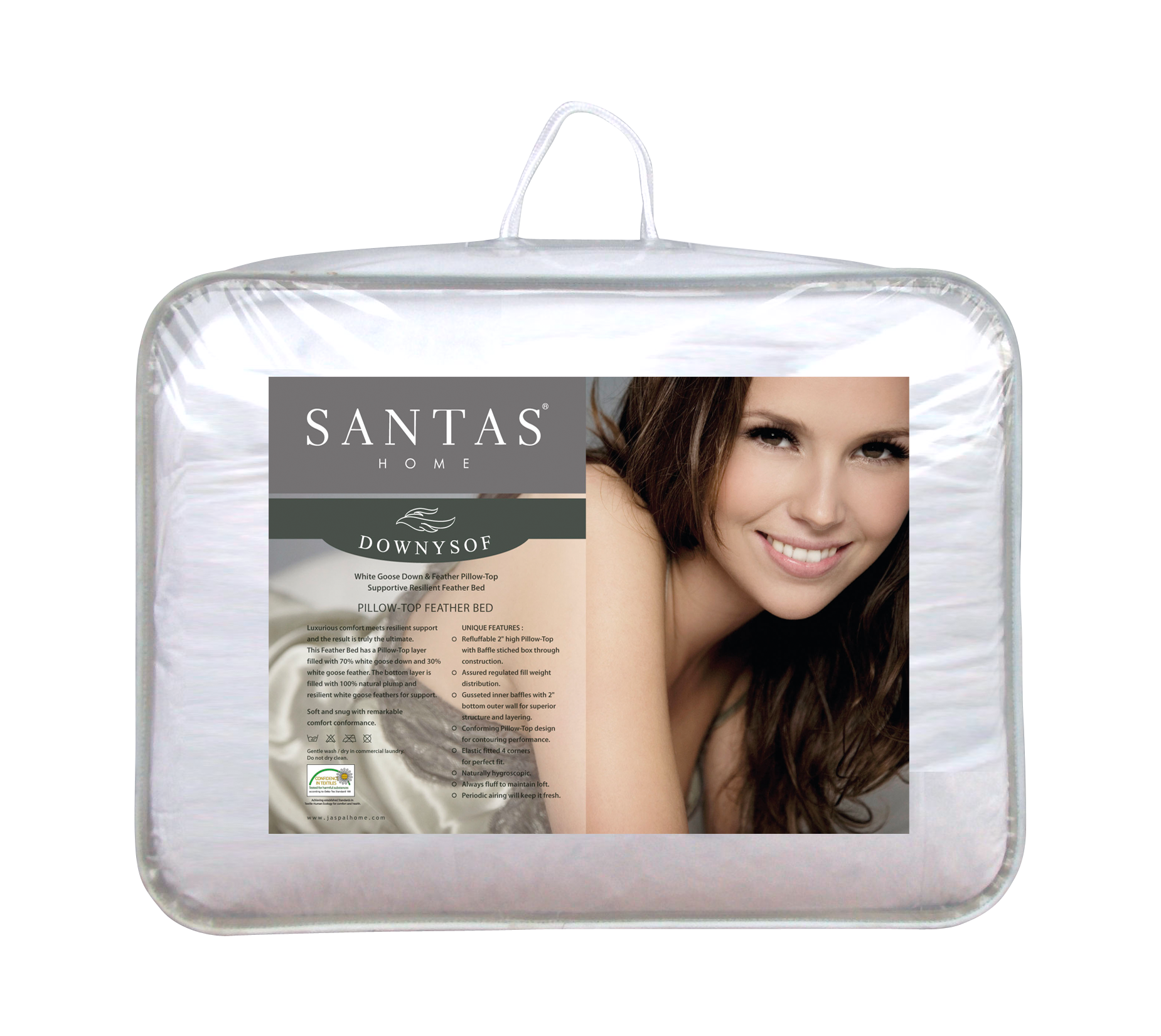 White Goose Down & Feather PillowTop SANTAS